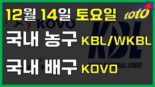 [국내 분석] 12월 14일 토요일 KBL WKBL KOVO 경기분석 #스포츠토토 #프로토 #승부식 #토토분석 #스포츠분석