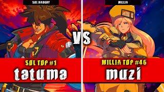 GGST | tatuma (Sol Badguy) VS muzi (Millia) | Guilty Gear Strive High level gameplay