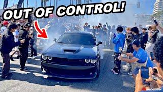 Out of Control Car Show Turns Into A Riot! Cars 'N Copters Burnouts & Revving