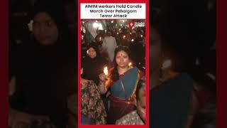 AIMIM workers hold candlelight protest against Pehalgam Terrorist Attack in Hyderabad