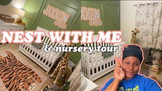 NESTING VLOG| ORGANIZING BABY NURSERY & NURSERY TOUR SAFARI THEMED | QUEEN JA’VON