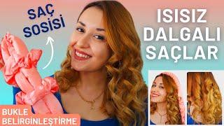 Isısız Dalgalı Saçlar | Isı Kullanmadan Saç Şekillendirme - SAÇ SOSİSİ İLE | BUKLE BELİRGİNLEŞTİRİCİ