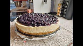 No Bake Blueberry Cheesecake (Ohne Backen Heidelbeeren Kaesekuchen)