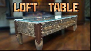 Кожа, стекло, дерево. Столик в стиле лофт. Loft table DIY