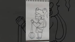 Quick simple and easy drawing of lord Hanuman face/ Hanumanji drawing for beginners/ Bajrangbali