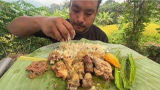 Eating chicken curry and chicken liver chutney || Naga mukbang.