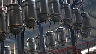 The process of mass production of solar water heaters in Chinese factories