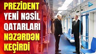 Prezident İlham Əliyev Bakıda komplektləşdirilən yeni nəsil metro qatarları ilə tanış olub