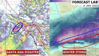 Wed 1/8/25 - US weather | California wildfire disaster | Winter storm Texas to Kentucky