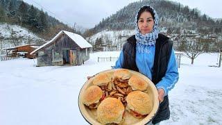 A woman in the mountains makes the BEST BURGERS. Life in the mountains