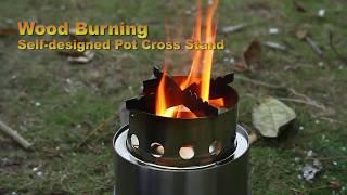 TOMSHOO Portable Wood Stove BBQ Self-designed cross stand and mesh