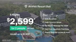 Back by Popular Demand: AYANA Resort Bali w. Rock Bar Cocktails & Daily Dining Across 11 Restaurants