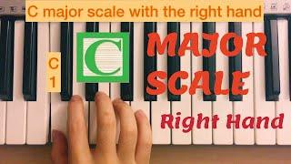 Piano Lesson 46: How to play C major scale with the right hand (10 times play along) tutorial