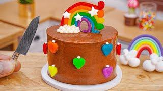 Rainbow Cake RecipesMaking Sweet Miniature Rainbow Chocolate Cake Decorating With Little Hearts