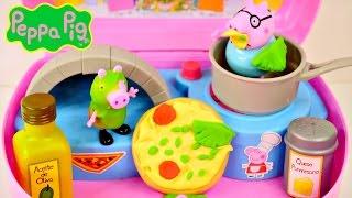 Play Doh Peppa Pig Mini Pizzeria Shop Playdough Pizza George and Grandpa Pig Toys