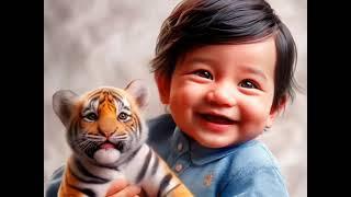 Adorable Baby Holding Tiny Tiger | Heartwarming Animal Bonding Moments