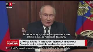 ATAC CU RACHETĂ INTERCONTINENTALĂ ÎN UCRAINA_Știri B1TV_22 nov. 2024