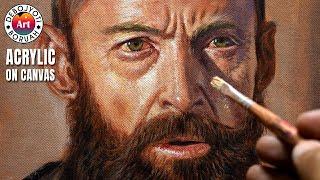 How to achieve OIL LIKE SKIN TONE in ACRYLIC | PORTRAIT PAINTING of HUGH JACKMAN by DEBOJYOTI BORUAH