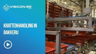 Krattenhandling in bakkerij - crate handling in bakery - Panelux Luxemburg