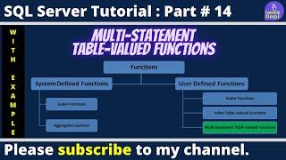 Multi statement table valued functions in SQL Server | SQL Server Tutorial for beginners