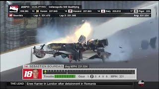 Sebastien Bourdais Huge Crash 2017 Indy500 Qualifying