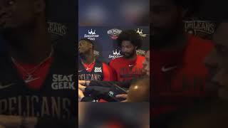 Zion & B.I. laugh while Larry Nance speak on PELICANS Culture #shorts #pelicans #pels