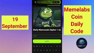 Memes Lab Bot Daily Cipher 19 September | Memes Lab Cipher Code| Memelab Daily Cipher | Memelab Coin