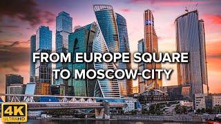 [4K]  Moscow Summer Walk ️ Europe Square (Kievskaya) to Moscow City Towers | June 2022