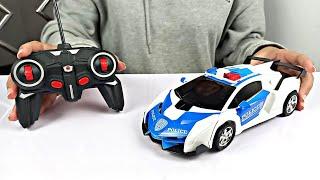 Unboxing RC Police Car The Chariots Cool Deformation, Remote Control Chaser Scale 1:22