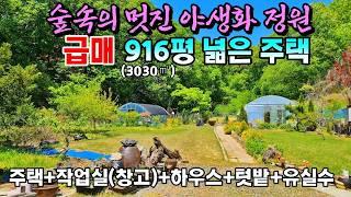 (급매)숲 속의 멋진 야생화 정원 있는 916평(3030㎡) 넓은 농가주택매매 텃밭 하우스 유실수 작업실 있는 시골집 전원주택 매매  충남 부동산 행운집 행운땅부동산tv 싼집 싼땅