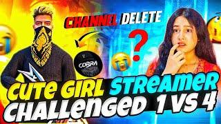 ANGRY GIRL STREAMER CHALLENGE ME | 1 VS 4 | FREE FIRE IN TELUGU | #cobra999 #jassygamer #freefire