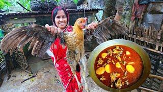 বর্ষায় বৃষ্টির মধ্যে মায়ের হাতে স্পেশাল দেশি মুরগির ঝোল রান্না | Rainy day special chicken curry