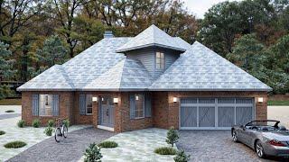  41'x54' (12x16m) Most Charming Brick Cottage with Loft Design | 3 Bedrooms | Rustic Brick House 