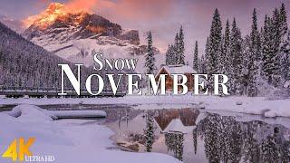 First November Snow 4K Ultra HD • Enchanting Winter Wonderland, Relaxation Film with Soothing Music.