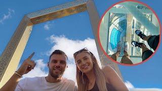 going up the famous Dubai frame and SCARY SKY WALK!