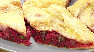 Quick pie with young beets, nuts and herbs | Delicious!