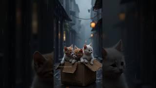 Abandoned Kitten Finds Love in a Kind Lady's Arms ️ #kitten #straycats #street #ai #youtubeshorts