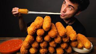 ASMR Eating Extra Cheese Mozzarella Corn Dogs Mukbang 먹방, Stretchy Cheesy Cheese | McBang ASMR