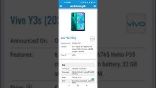 Vivo Y3s 2021 Specs