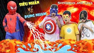 Siêu Anh Hùng Và Dung Nham | Superheroes And Lava  Min Min TV Minh Khoa