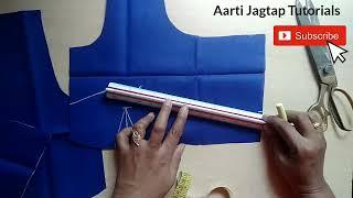 4 Tucks blouse cutting, #4tucksblouse 40"size cutting on ब्लाउज पीस || चार टक्स ब्लाउज ची कटिंग