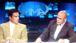 Bas rutten gets mad at dennis Hallman on INSIDE MMA about steroids