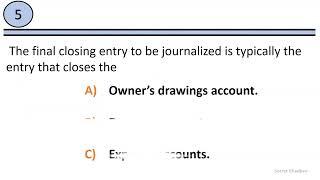 Accounting Quiz Questions and Answers: Closing entries