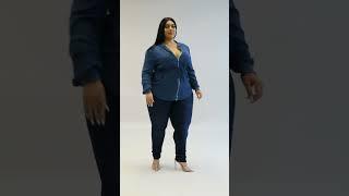 Glamorous models lifestyle curvy woman in Estellie Top style. plus size women fashion beauty.