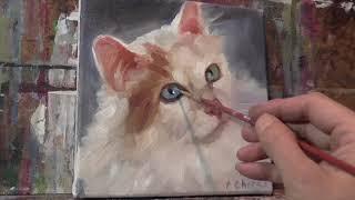 Cat Face timelapse Oil Painting Demo