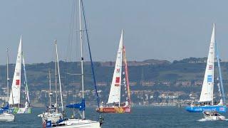 Clipper 70 Yachts leaving Portsmouth and heading for the race start. Sunday 3 September 2023.