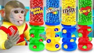 BiBi Monkey challenges with Yummy Candy Dispenser Vending Machine | COA Animal