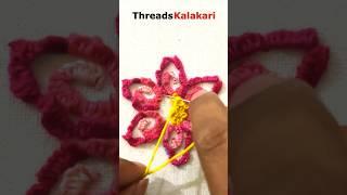 Easy हाथ की कढ़ाई Brazilian Embroidery flower Embroidery Shorts for Beginners #shorts #embroidery