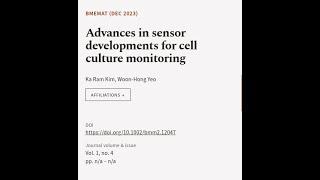 Advances in sensor developments for cell culture monitoring | RTCL.TV