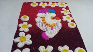Ganesh chaturthi Special Rangoli designs ll simple rangoli by Sundar Angan ️ ll rangoli festival